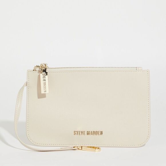 Steve Madden Ivory Leather Card Holder Wallet Wristlet - Picture 8 of 8